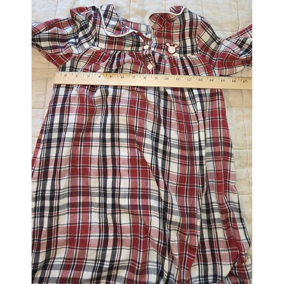 Disney Flannel Pajama Gown Mickey Mouse Holiday Plaid Christmas Girl Size 7/8‎ - Picture 4 of 10